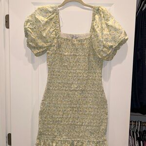 Puff Sleeve Floral Body Con Dress